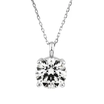 2.00 Carat TW Laboratory-Grown Diamond Solitaire Necklace in 14kt White Gold