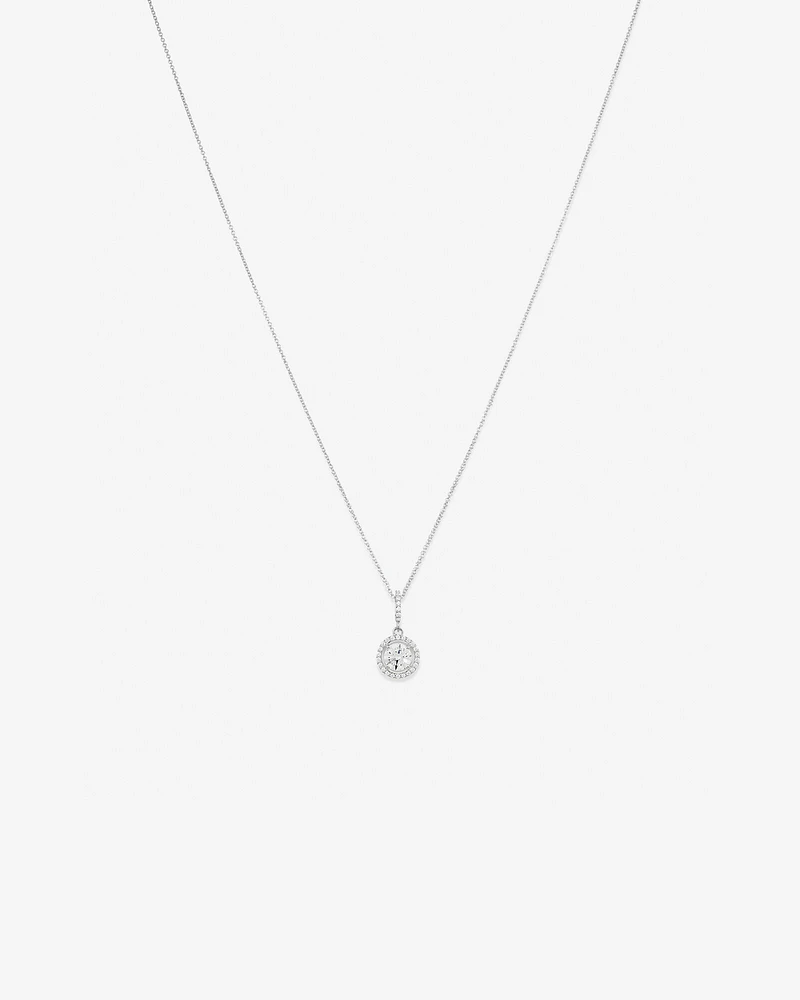 Halo Pendant with Cubic Zirconia in Sterling Silver