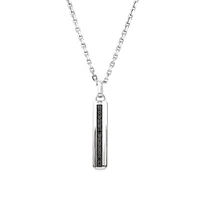 Men's Pave Black Diamond Pendant on Cable Chain in Sterling Silver