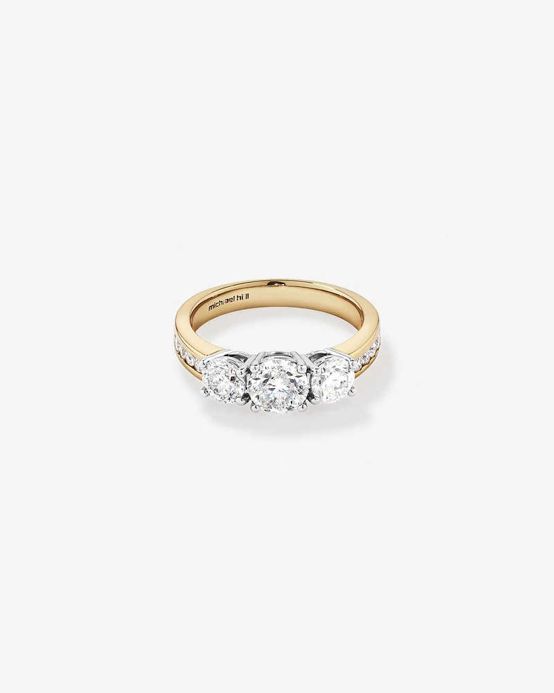 2.00 Carat TW Three Stone Round Brilliant Diamond Engagement Ring in 14kt Yellow and White Gold