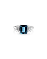 London Blue Topaz Ring with 0.30 Carat TW of Diamonds in 14kt White Gold