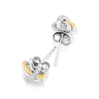 Crossover Earrings with .09 Carat TW Diamonds in Sterling Silver and 10kt Yellow Gold