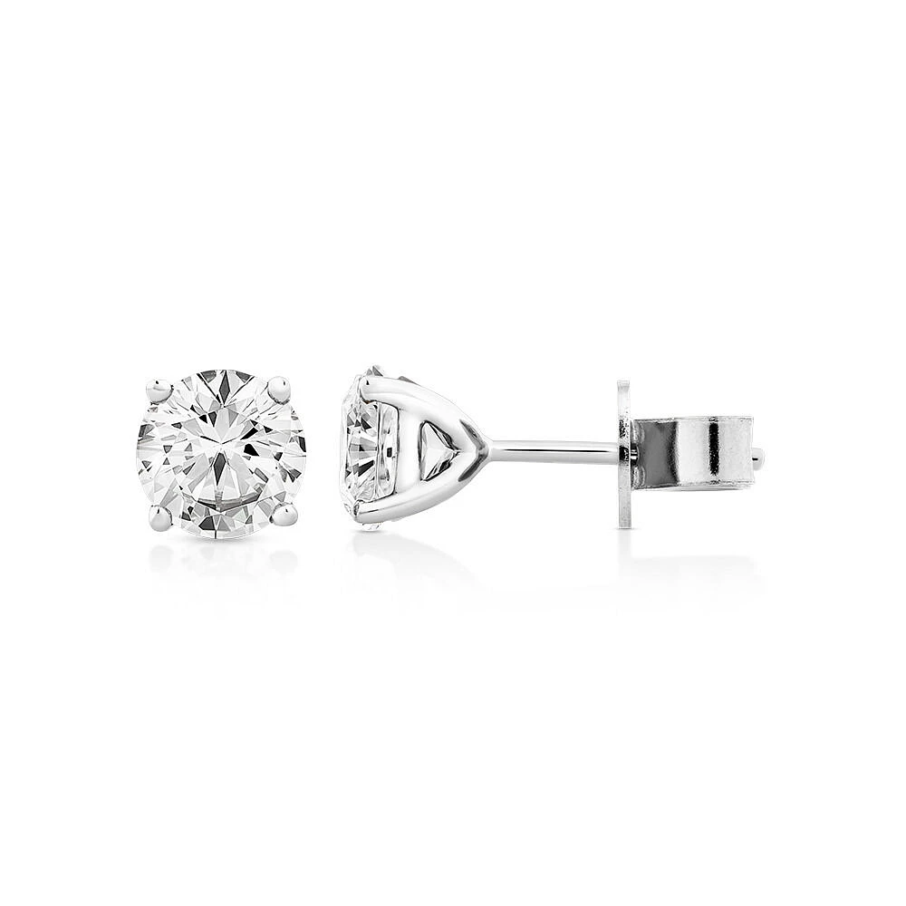 2.00 Carat TW Diamond Solitaire Stud Earrings in 18kt White Gold