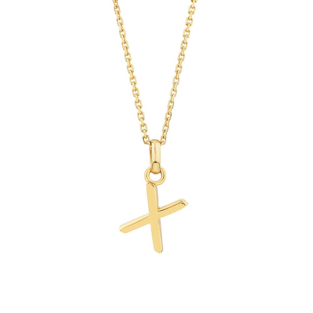 "H" Initial Pendant with Chain in 10kt Yellow Gold