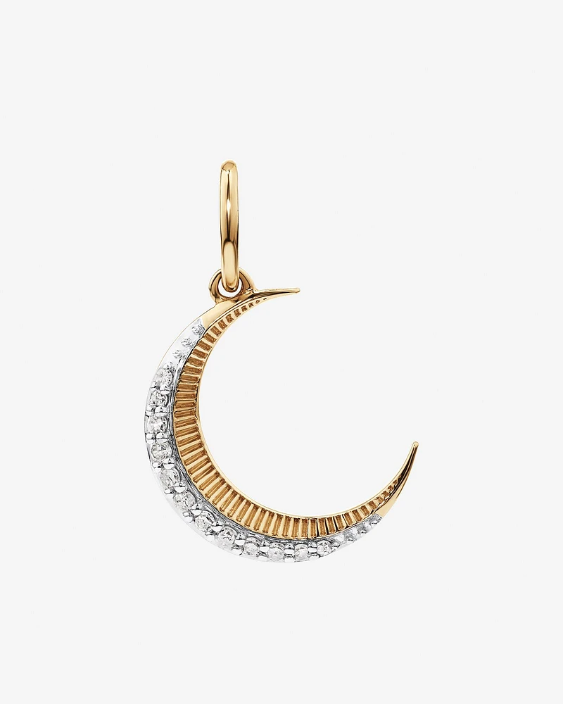 Diamond Crescent Moon Pendant in 10kt Yellow Gold