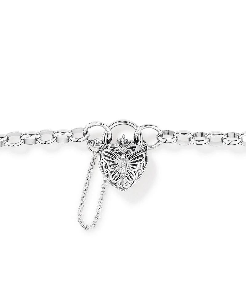 Bracelet Belcher avec Cadenas Papillon en Zircon Cubique en Argent Sterling