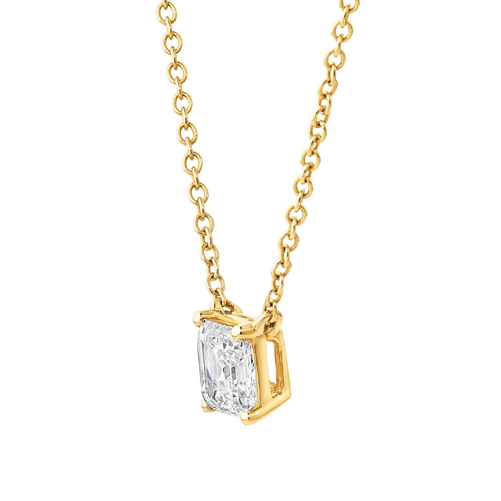 0.50 Carat TW Asscher Cut Laboratory-Grown Diamond Solitaire Necklace in 10kt Yellow Gold