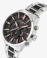 Montre à énergie solaire en acier inoxydable bleu pour homme