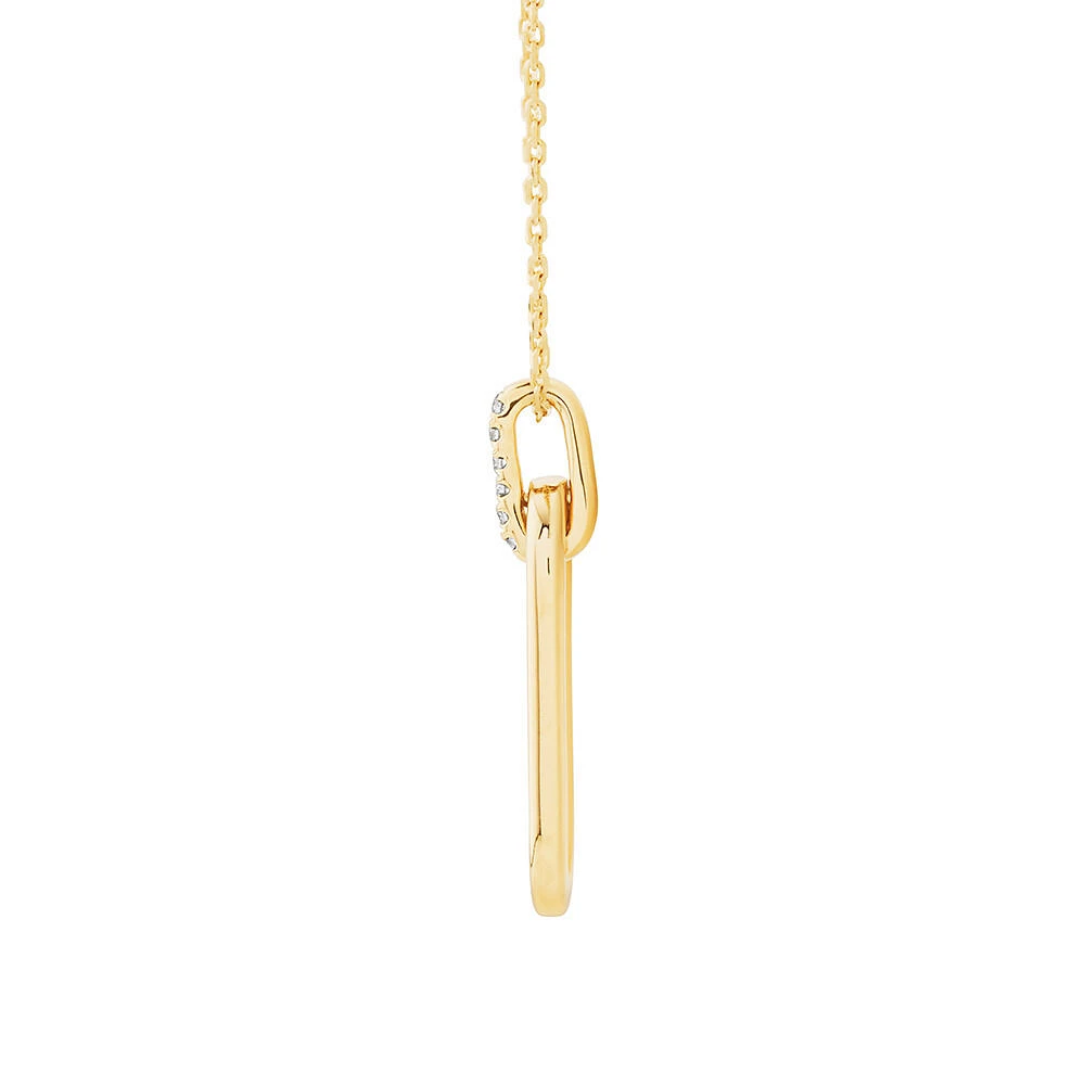 Paperclip Pendant with 0.02 Carat TW of Diamonds in 10kt Yellow Gold