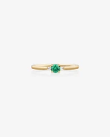 3 Stone Ring with Emerald & Diamonds in 10kt Yellow Gold