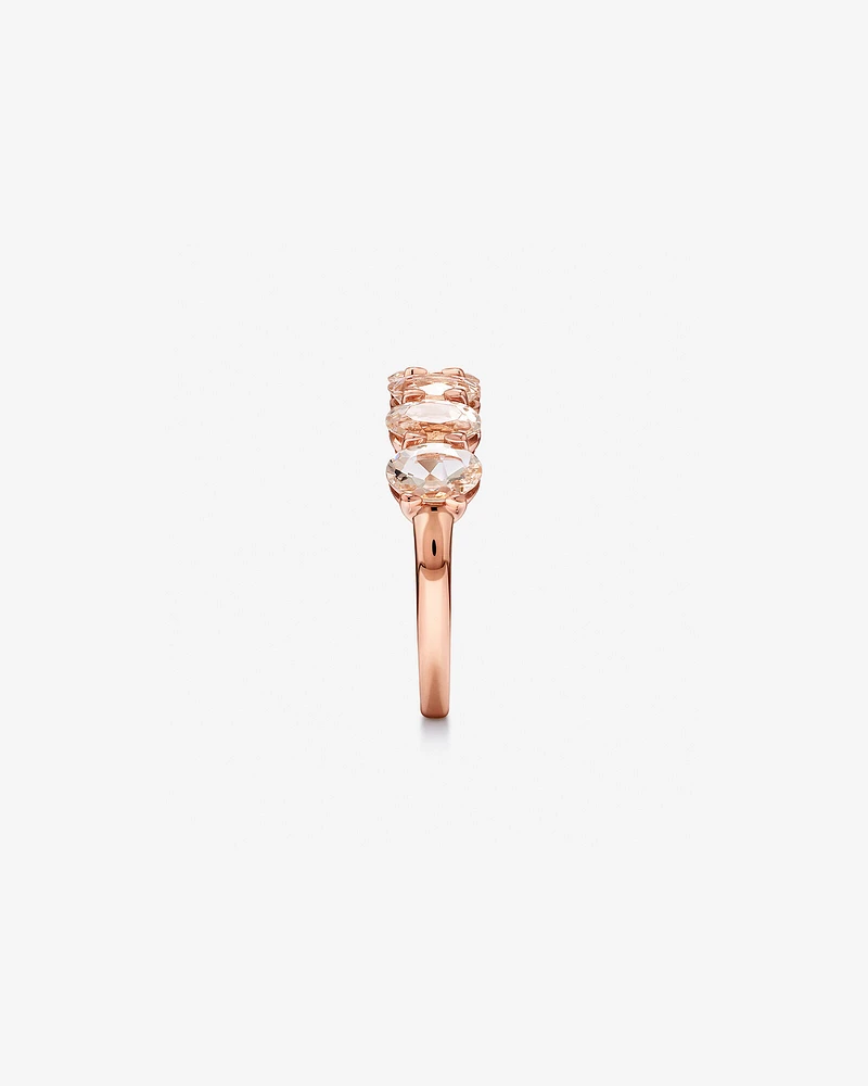 Bague éternité en or rose 10 K avec morganite, 6 x 4 mm