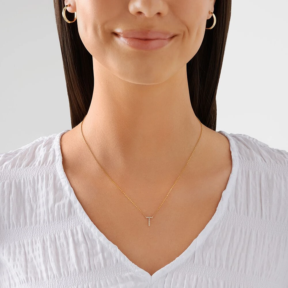 "K" Initial Necklace with 0.10 Carat TW of Diamonds in 10kt Yellow Gold