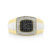 Men's Ring with 3/4 Carat TW of White & Enhanced Black Diamonds in 10kt Yellow & White Gold