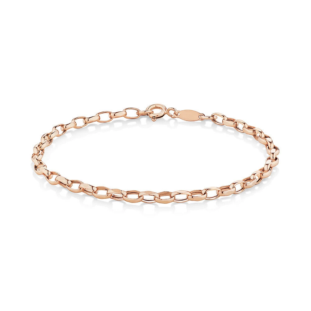 19cm (7.5") 3mm-3.5mm Width Belcher Bracelet in 10kt Rose Gold