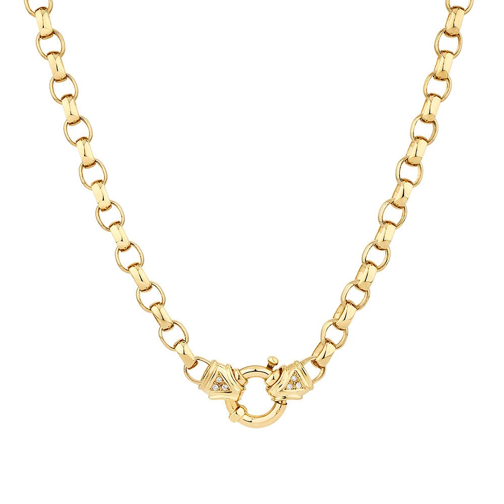 50cm (20") Diamond Belcher Chain with Diamonds in 10kt Yellow Gold