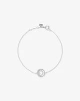 Fine Double Circle Diamond Bracelet in Sterling Silver