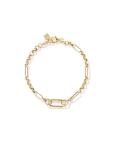 18cm (7") Paperclip 7 and 1 Alternating Open Pendant Bracelet in 10kt Yellow Gold