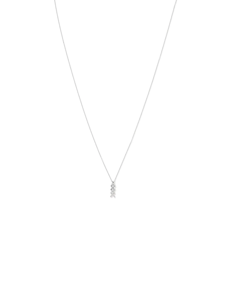 Cubic Zirconia Chevron Pendant Necklace in Sterling Silver