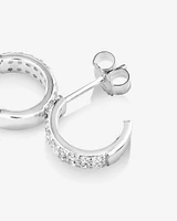 Half Hoops with Cubic Zirconia in Sterling Silver