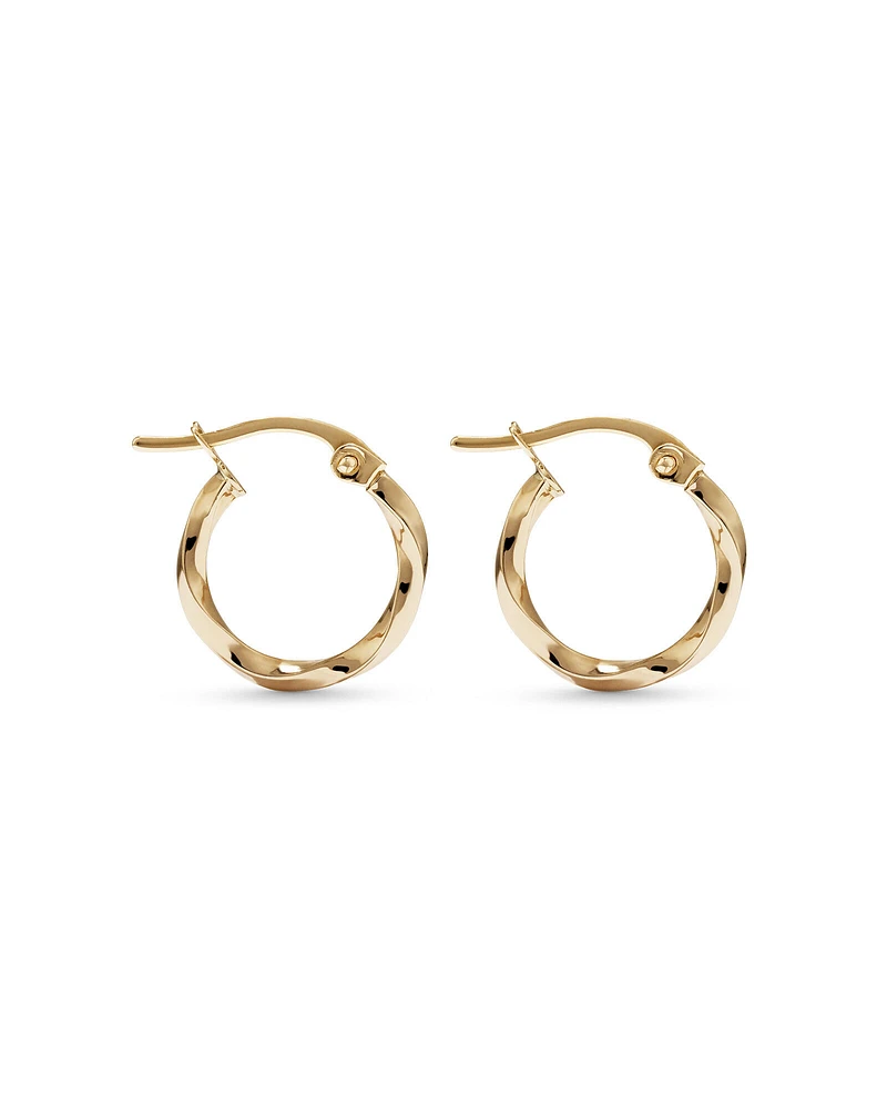 10mm Square Twist Hoop Earrings in 10kt Yellow Gold