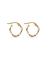 10mm Square Twist Hoop Earrings in 10kt Yellow Gold