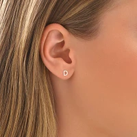 E Initial Single Stud Earring in Sterling Silver