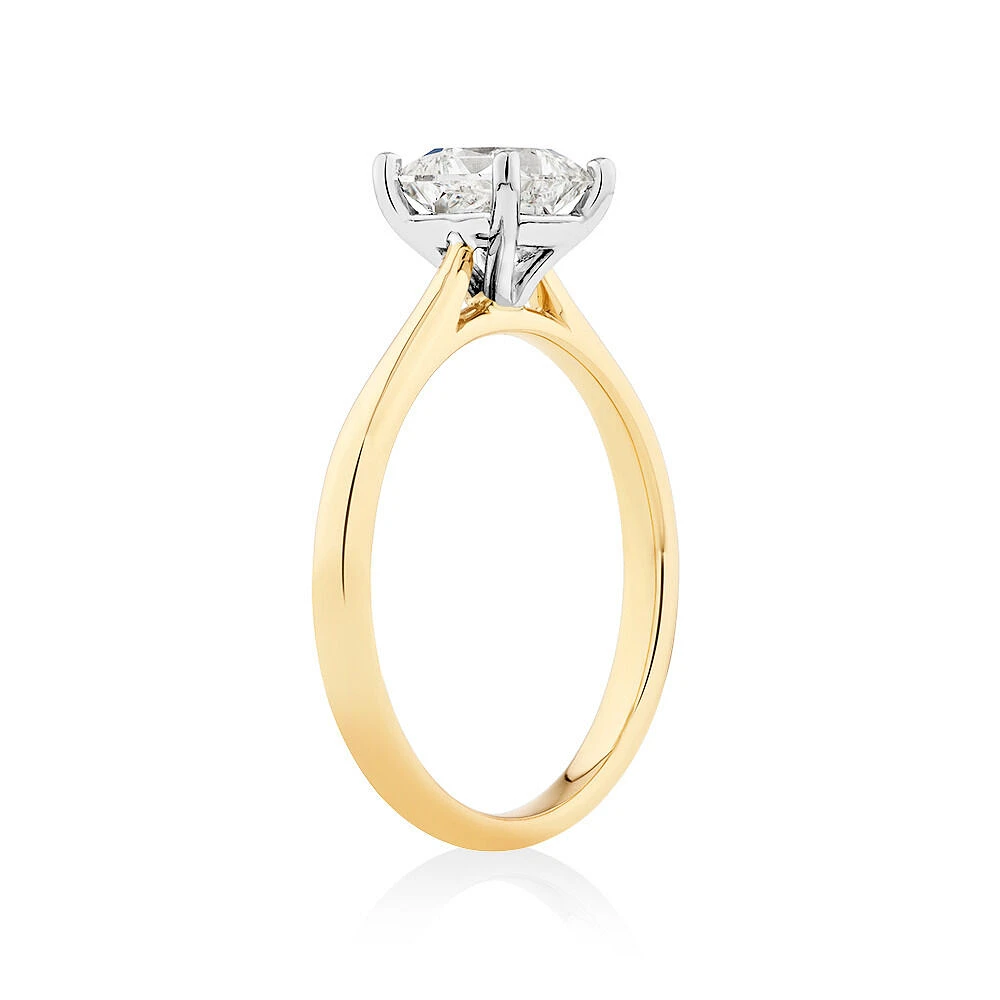 Evermore Certified Solitaire Ring With 1 Carat TW Diamond In 14kt Yellow/White Gold