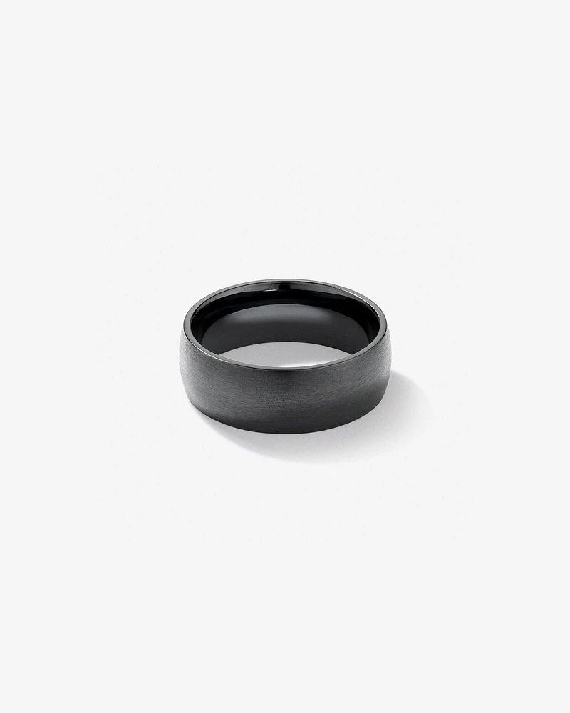 8mm Brushed Dome Black Titanium Wedding Band