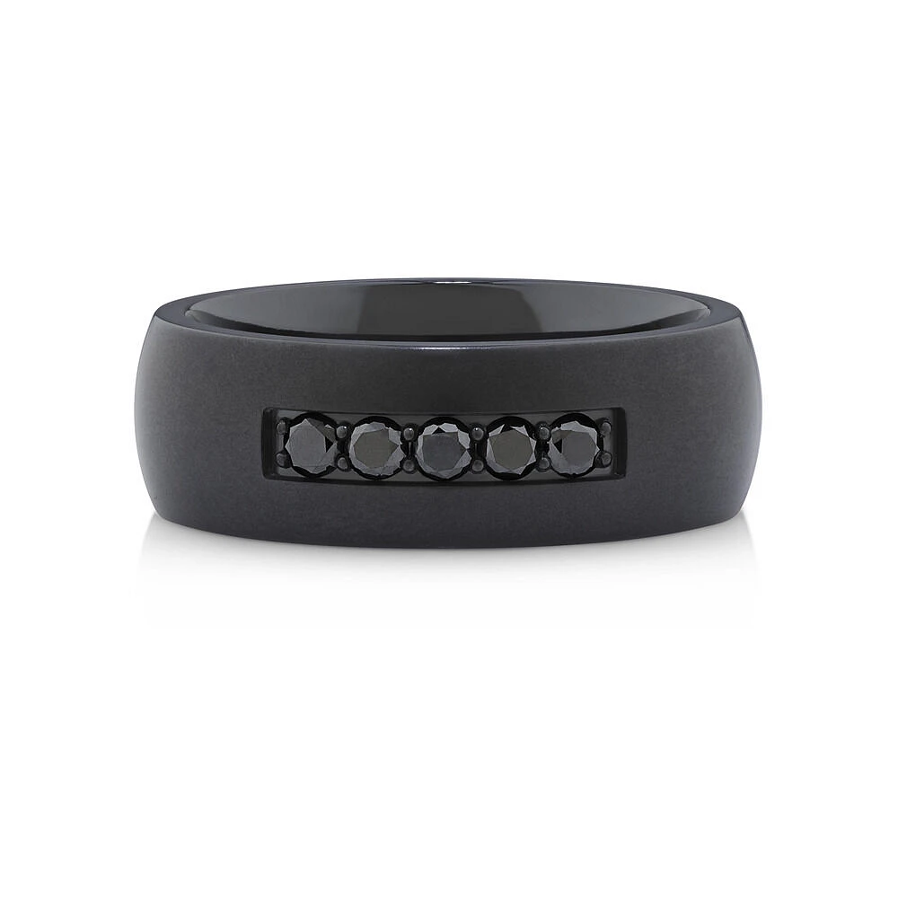 8mm Black Titanium Ring with Enhanced Black Diamonds