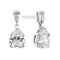 Pear Shape Cubic Zirconia Drop Stud Earrings in Sterling Silver