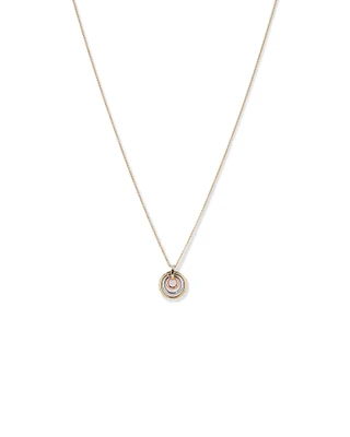 Diamond Accent Tri Tone Circle Pendant in 10kt Yellow, Rose and White Gold