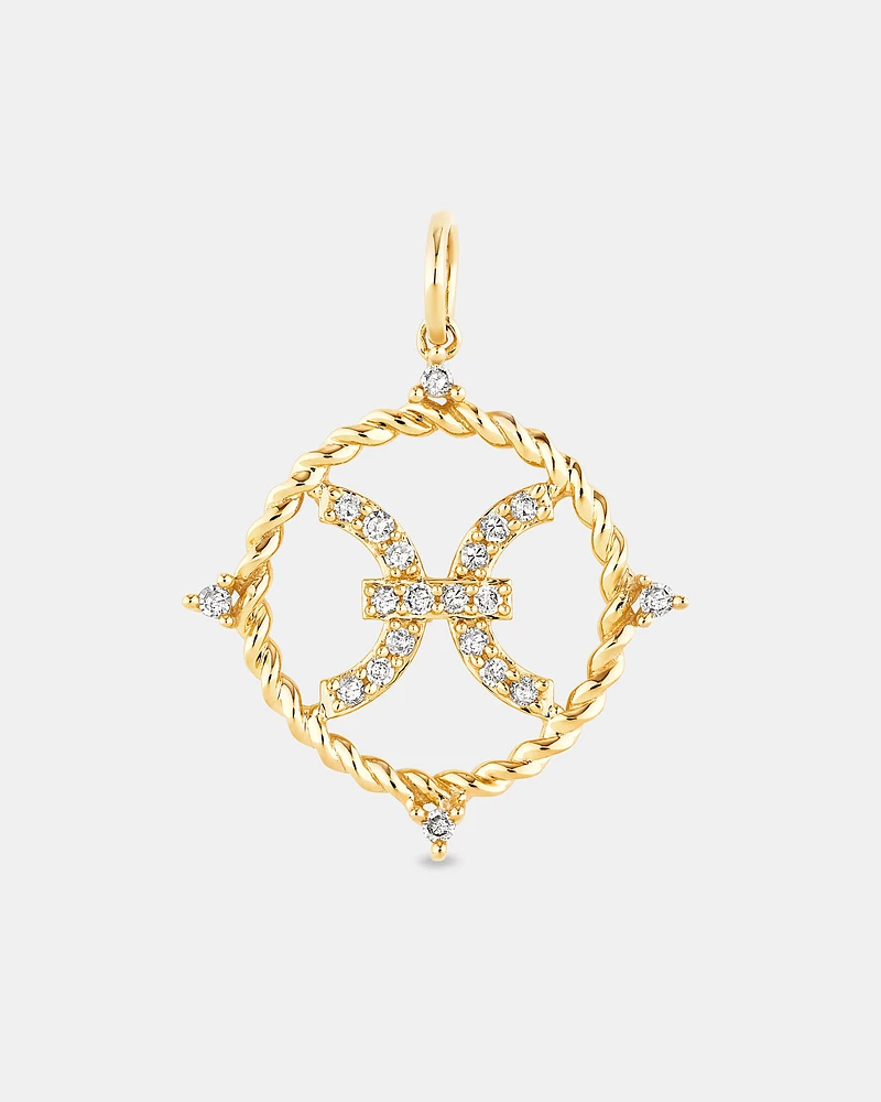 Pisces Zodiac Pendant with 0.15 Carat TW of Diamonds in 10kt Yellow Gold