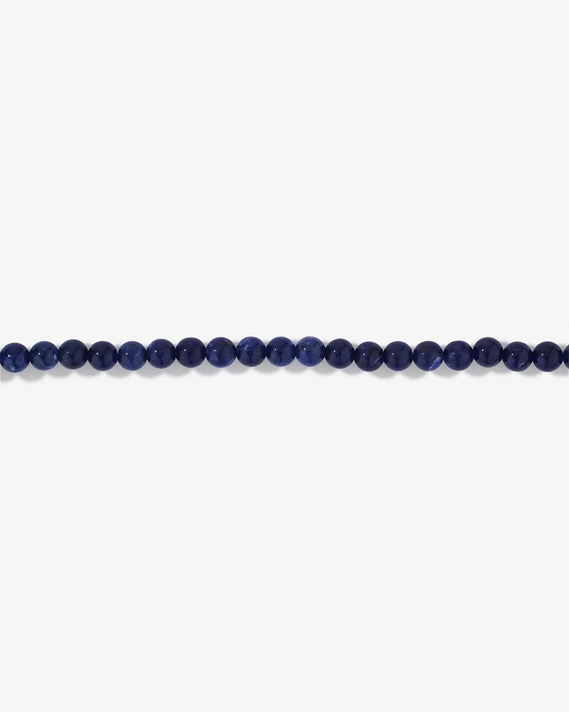 Blue Sodalite Gemstone Bead Bracelet in Sterling Silver