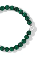 Green Malachite Gemstone Bead Bracelet in Sterling Silver