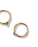 10mm Emerald Accent Sleepers in 10kt Yellow Gold