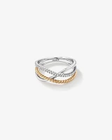 Bague en argent sterling et or jaune 10 K avec diamants totalisant 0,15 ct