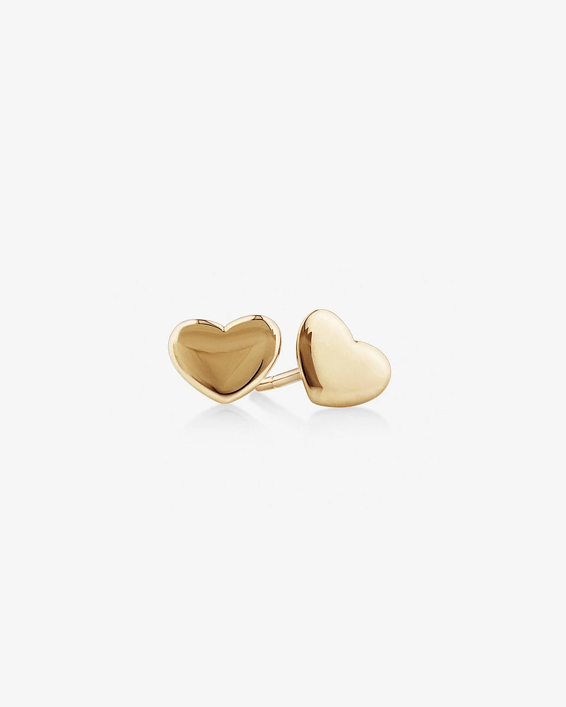 7mm Heart Stud Earrings In 10kt Yellow Gold