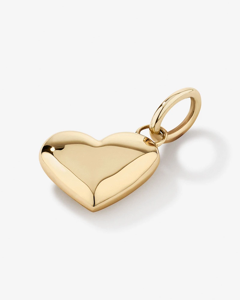 Puff Love Heart Pendant in 10kt Yellow Gold