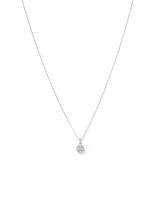 Round Brilliant Cubic Zirconia Halo Pendant Necklace in Sterling Silver