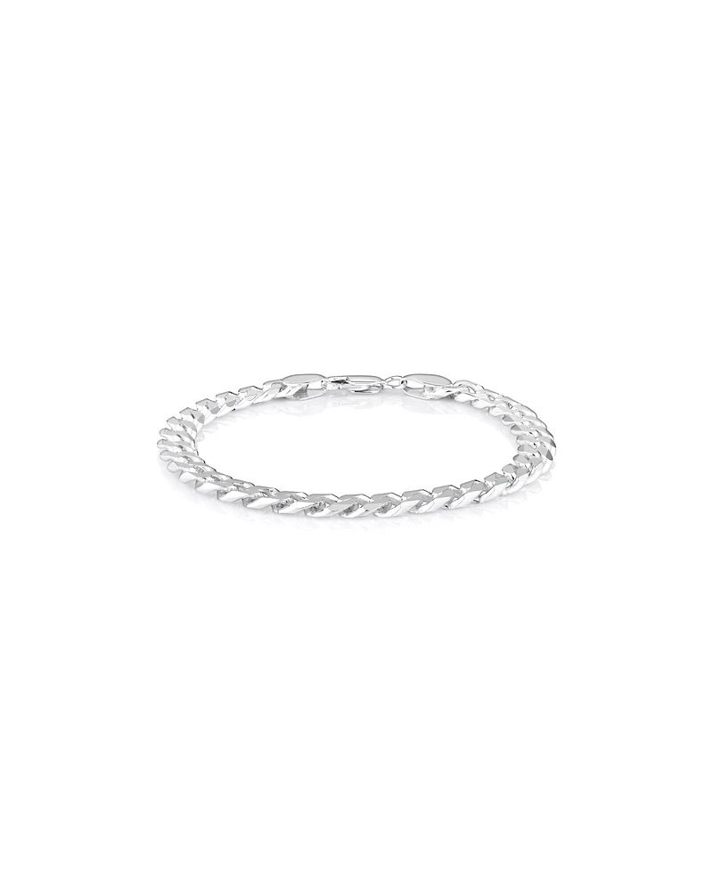 Bracelet à maillons gourmette de 21 cm en argent sterling, largeur de 7,2 mm