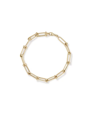 Ball and Oval Link Bracelet in 10kt Yellow Gold