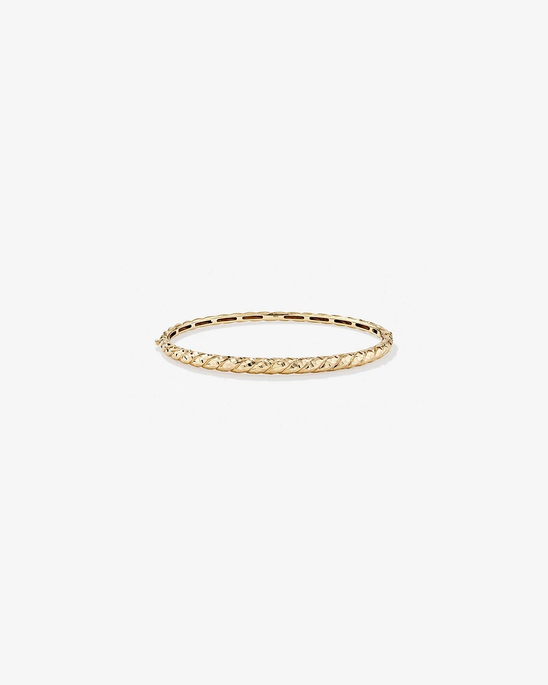 Diamond-Cut Crossaint Bangle in 10kt Yellow Gold