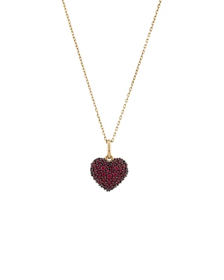 Ruby Pave Heart Pendant in 10kt Yellow Gold