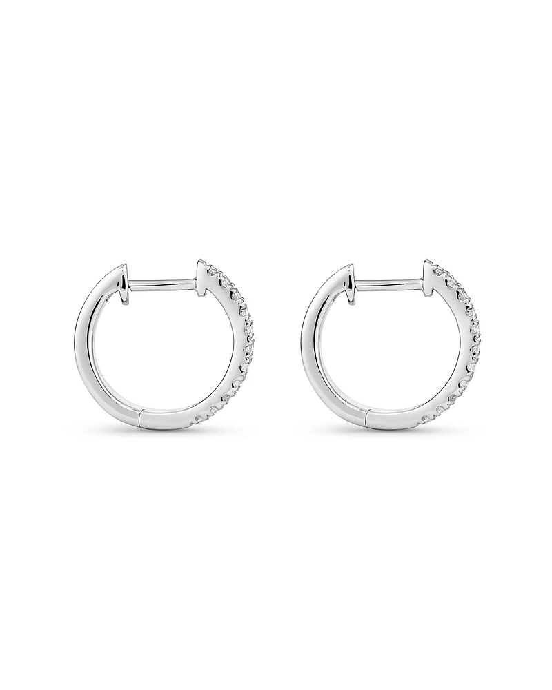 1.00 Carat TW Diamond Dot Dash Huggie Earrings in 14kt White Gold