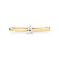 Pear Cut Diamond Solitaire Promise Ring in 10kt Yellow and White Gold