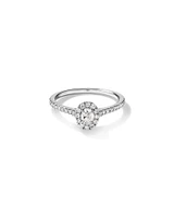 Bague à halo ovale en or blanc 14 K avec diamants totalisant 0,50 ct