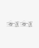 Floral Stud Earrings with Cubic Zirconia in Sterling Silver