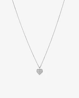 Cubic Zirconia Closed Heart Pendant Necklace in Sterling Silver