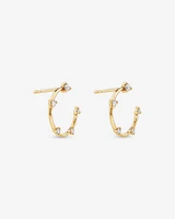 Diamond Studded Open Hoop Earrings in 10kt Yellow Gold