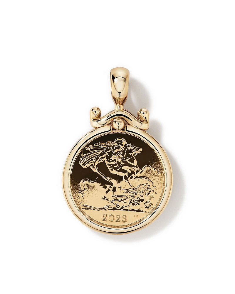 Half Sovereign Medallion Pendant in 10kt and 22kt Yellow Gold